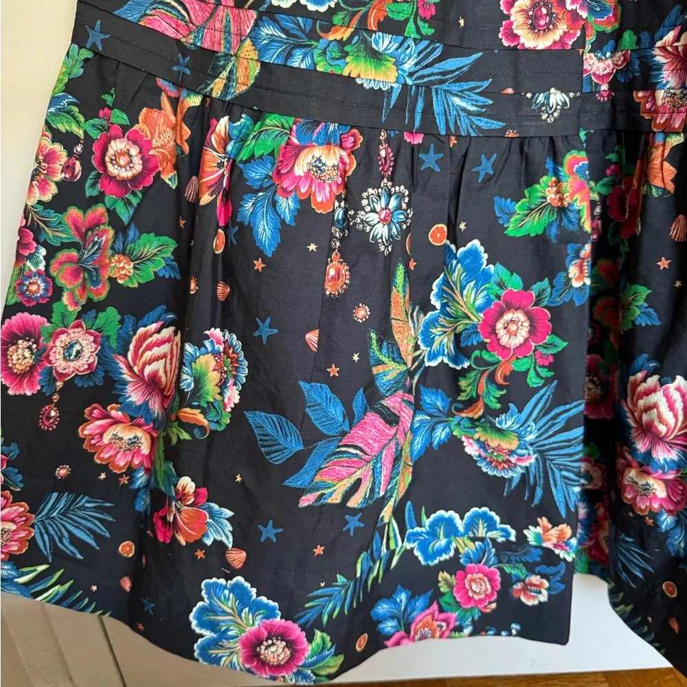 Anthropologie Black Strapless Maxi Dress with Pink, Purple & Yellow Floral Print - Picture 7 of 11